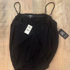 Express Black Surplice Spaghetti Strap bodysuit